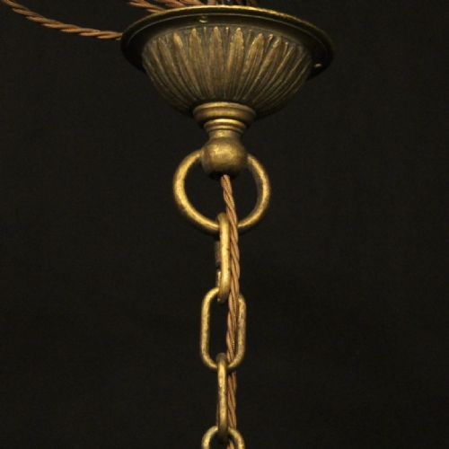 FRENCH 19TH C GILDED BRONZE 6 LIGHT ANTIQUE CHANDELIER - ADDITIONAL PHOTO 9