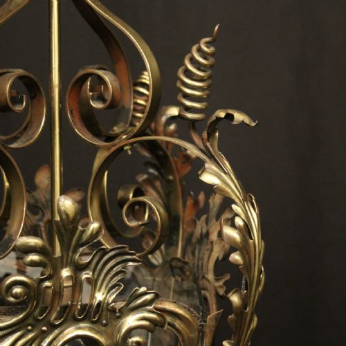FRENCH BRASS SINGLE LIGHT ANTIQUE HALL LANTERN - ADDITIONAL PHOTO 6