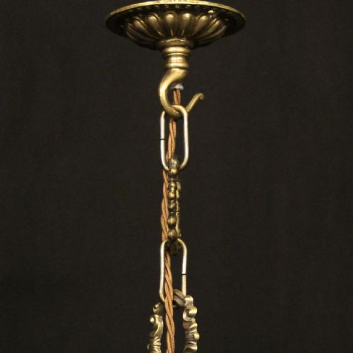 FRENCH BRASS SINGLE LIGHT ANTIQUE HALL LANTERN - ADDITIONAL PHOTO 9