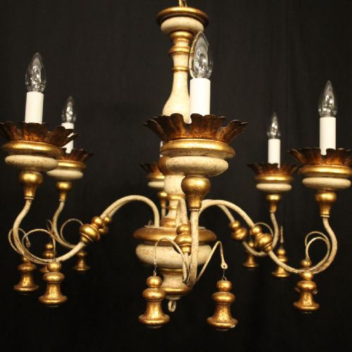 FLORENTINE 6 LIGHT POLYCHROME ANTIQUE CHANDELIER - ADDITIONAL PHOTO 1