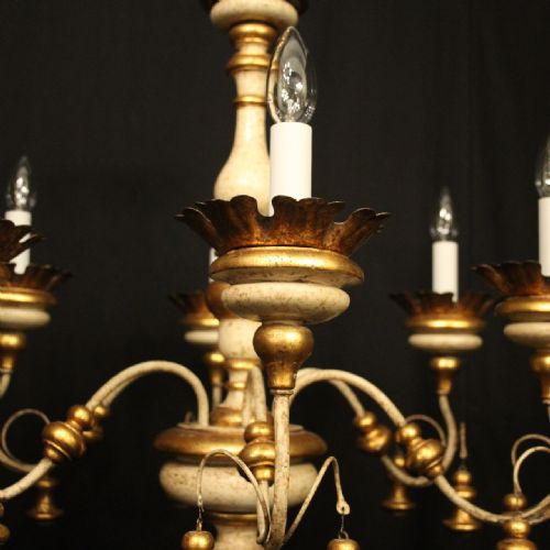 FLORENTINE 6 LIGHT POLYCHROME ANTIQUE CHANDELIER - ADDITIONAL PHOTO 2