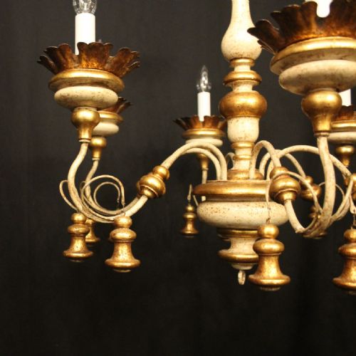 FLORENTINE 6 LIGHT POLYCHROME ANTIQUE CHANDELIER - ADDITIONAL PHOTO 3