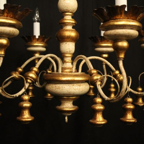 FLORENTINE 6 LIGHT POLYCHROME ANTIQUE CHANDELIER - ADDITIONAL PHOTO 4