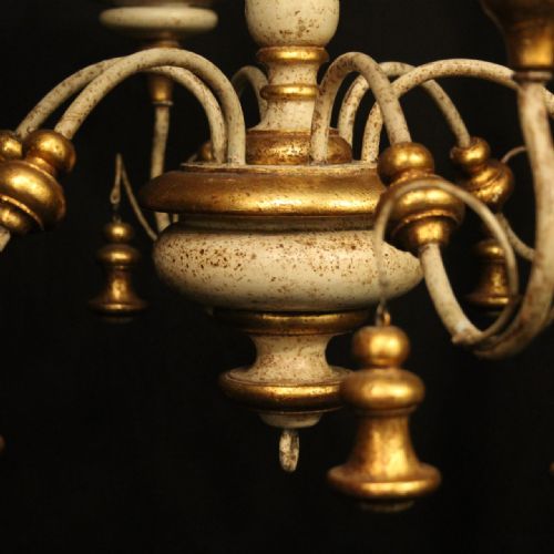 FLORENTINE 6 LIGHT POLYCHROME ANTIQUE CHANDELIER - ADDITIONAL PHOTO 5