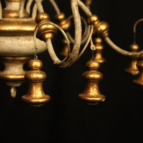 FLORENTINE 6 LIGHT POLYCHROME ANTIQUE CHANDELIER - ADDITIONAL PHOTO 6
