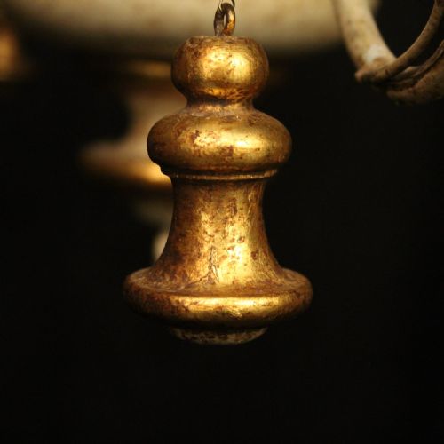 FLORENTINE 6 LIGHT POLYCHROME ANTIQUE CHANDELIER - ADDITIONAL PHOTO 7