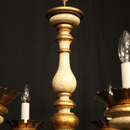 FLORENTINE 6 LIGHT POLYCHROME ANTIQUE CHANDELIER - ADDITIONAL PHOTO 8