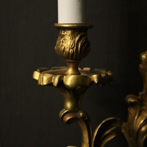 FRENCH PAIR OF GILDED BRONZE ANTIQUE WALL LIGHTS - ADDITIONAL PHOTO 6