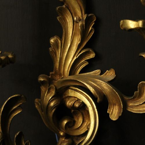 FRENCH PAIR OF GILDED BRONZE ANTIQUE WALL LIGHTS - ADDITIONAL PHOTO 8