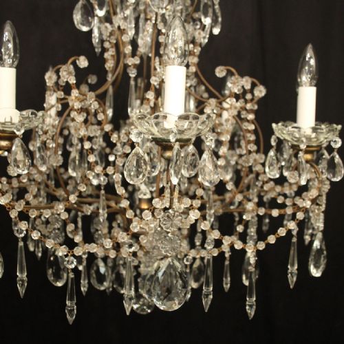 FRENCH GILDED 9 LIGHT BIRDCAGE ANTIQUE CHANDELIER - ADDITIONAL PHOTO 1