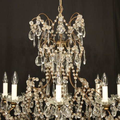 FRENCH GILDED 9 LIGHT BIRDCAGE ANTIQUE CHANDELIER - ADDITIONAL PHOTO 2