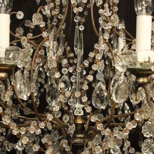 FRENCH GILDED 9 LIGHT BIRDCAGE ANTIQUE CHANDELIER - ADDITIONAL PHOTO 4