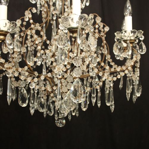 FRENCH GILDED 9 LIGHT BIRDCAGE ANTIQUE CHANDELIER - ADDITIONAL PHOTO 5