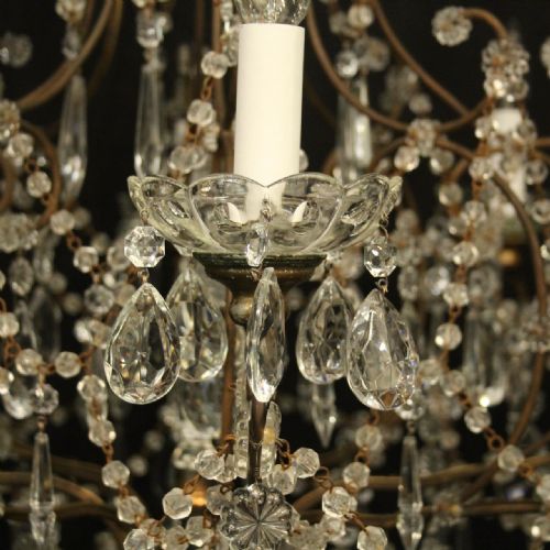 FRENCH GILDED 9 LIGHT BIRDCAGE ANTIQUE CHANDELIER - ADDITIONAL PHOTO 6