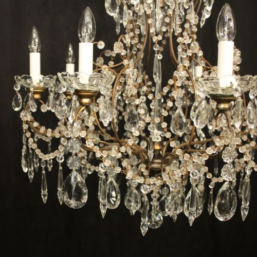 FRENCH GILDED 9 LIGHT BIRDCAGE ANTIQUE CHANDELIER - ADDITIONAL PHOTO 7