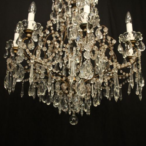 FRENCH GILDED 9 LIGHT BIRDCAGE ANTIQUE CHANDELIER - ADDITIONAL PHOTO 8