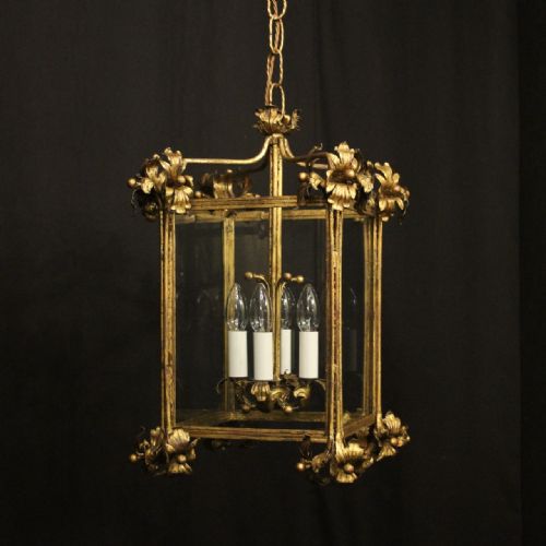 florentine gilded toleware 4 light hall lantern - CATEGORY: ANTIQUE LIGHTING - DATED 1930