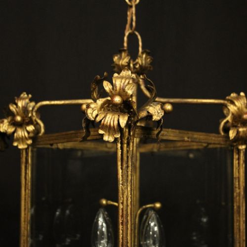 FLORENTINE GILDED TOLEWARE 4 LIGHT HALL LANTERN - ADDITIONAL PHOTO 2