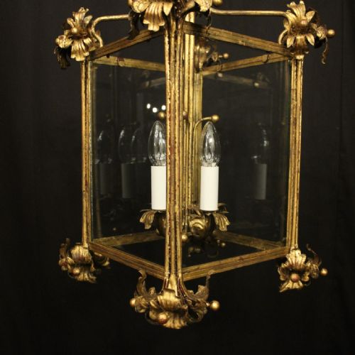 FLORENTINE GILDED TOLEWARE 4 LIGHT HALL LANTERN - ADDITIONAL PHOTO 3