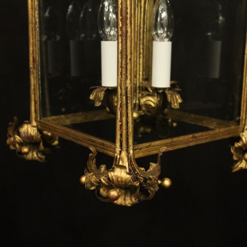 FLORENTINE GILDED TOLEWARE 4 LIGHT HALL LANTERN - ADDITIONAL PHOTO 4