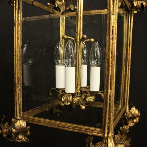 FLORENTINE GILDED TOLEWARE 4 LIGHT HALL LANTERN - ADDITIONAL PHOTO 6