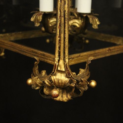 FLORENTINE GILDED TOLEWARE 4 LIGHT HALL LANTERN - ADDITIONAL PHOTO 7