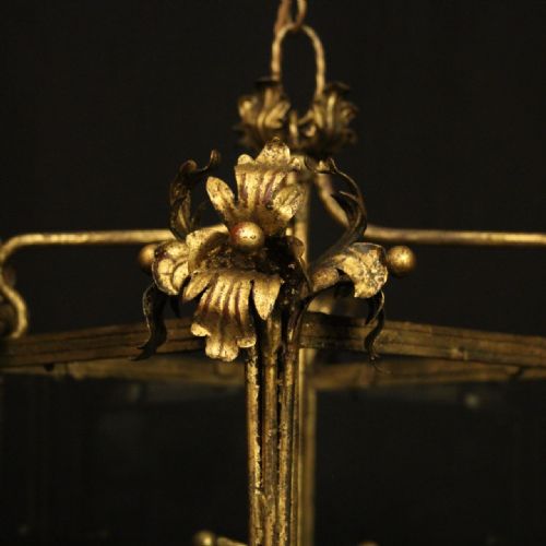 FLORENTINE GILDED TOLEWARE 4 LIGHT HALL LANTERN - ADDITIONAL PHOTO 8
