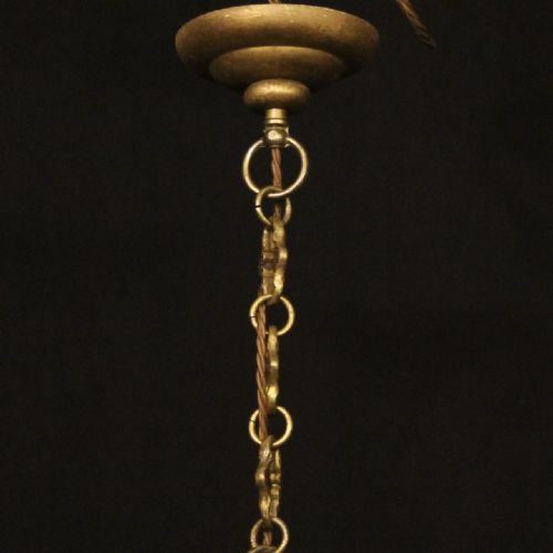 FRENCH GILTWOOD 6 LIGHT ANTIQUE CHANDELIER - ADDITIONAL PHOTO 9