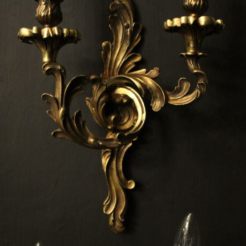 FRENCH SET OF 4 GILDED BRONZE ANTIQUE WALL LIGHTS - ADDITIONAL PHOTO 3