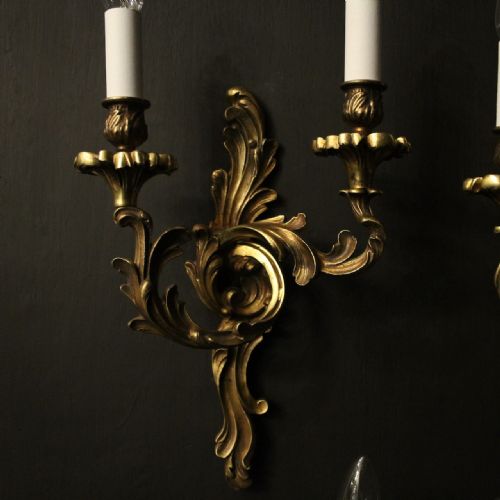 FRENCH SET OF 4 GILDED BRONZE ANTIQUE WALL LIGHTS - ADDITIONAL PHOTO 4