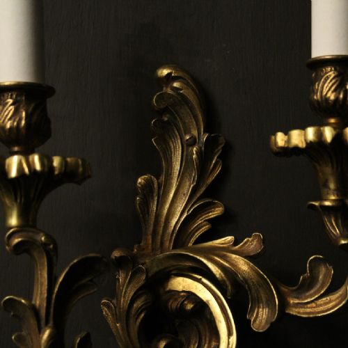 FRENCH SET OF 4 GILDED BRONZE ANTIQUE WALL LIGHTS - ADDITIONAL PHOTO 6