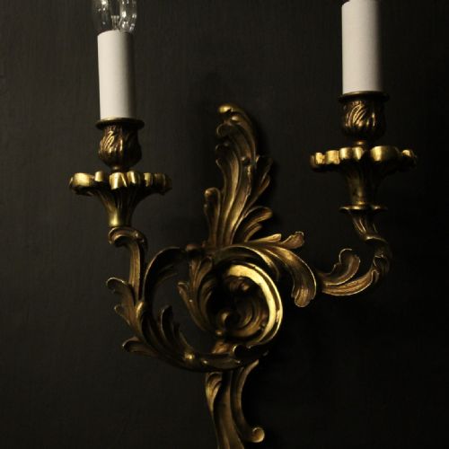 FRENCH SET OF 4 GILDED BRONZE ANTIQUE WALL LIGHTS - ADDITIONAL PHOTO 8