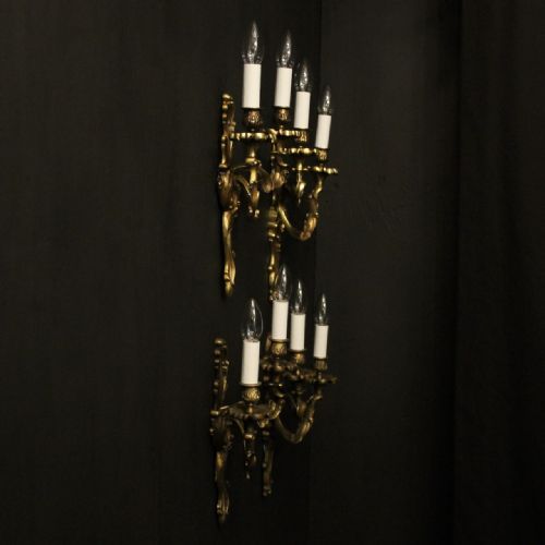 FRENCH SET OF 4 GILDED BRONZE ANTIQUE WALL LIGHTS - ADDITIONAL PHOTO 9