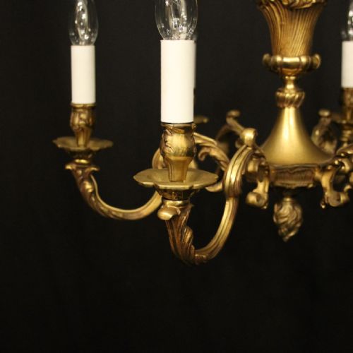 FRENCH GILDED BRONZE 6 LIGHT ANTIQUE CHANDELIER - ADDITIONAL PHOTO 2