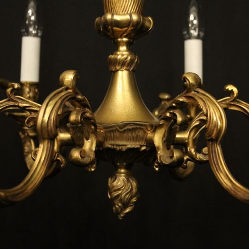 FRENCH GILDED BRONZE 6 LIGHT ANTIQUE CHANDELIER - ADDITIONAL PHOTO 6