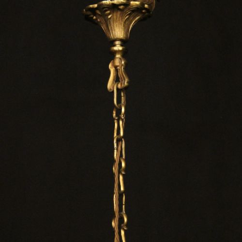 FRENCH GILDED BRONZE 6 LIGHT ANTIQUE CHANDELIER - ADDITIONAL PHOTO 9