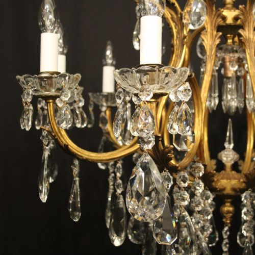 FRENCH GILDED CRYSTAL 11 LIGHT BIRDCAGE ANTIQUE CHANDELIER - ADDITIONAL PHOTO 1
