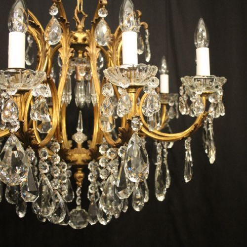 FRENCH GILDED CRYSTAL 11 LIGHT BIRDCAGE ANTIQUE CHANDELIER - ADDITIONAL PHOTO 3