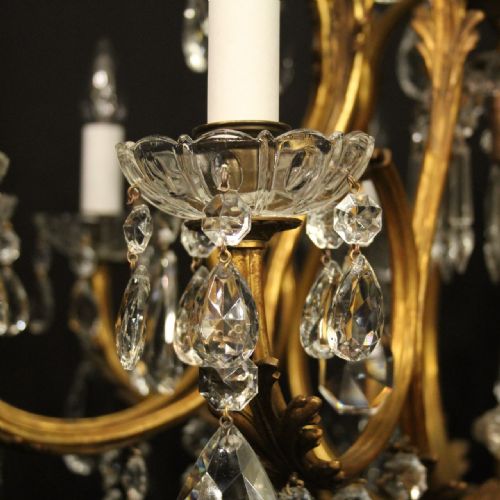 FRENCH GILDED CRYSTAL 11 LIGHT BIRDCAGE ANTIQUE CHANDELIER - ADDITIONAL PHOTO 5