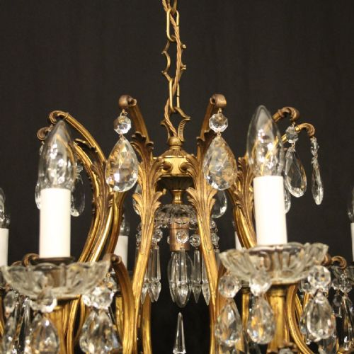 FRENCH GILDED CRYSTAL 11 LIGHT BIRDCAGE ANTIQUE CHANDELIER - ADDITIONAL PHOTO 6