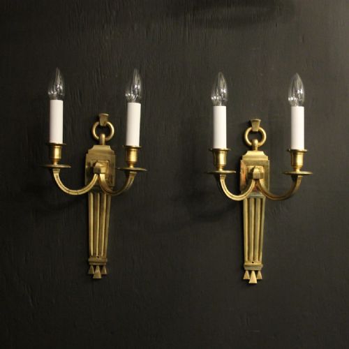 french pair of gilded antique wall lights - CATEGORY: ANTIQUE LIGHTING - DATED 1930