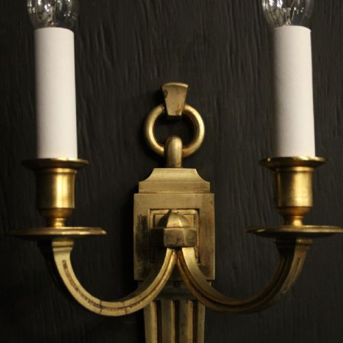FRENCH PAIR OF GILDED ANTIQUE WALL LIGHTS - ADDITIONAL PHOTO 4