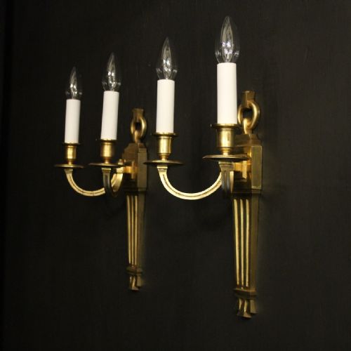 FRENCH PAIR OF GILDED ANTIQUE WALL LIGHTS - ADDITIONAL PHOTO 9