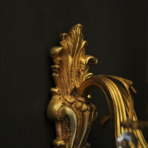 FRENCH SET OF 4 GILDED CRYSTAL TWIN ARM WALL LIGHTS - ADDITIONAL PHOTO 7