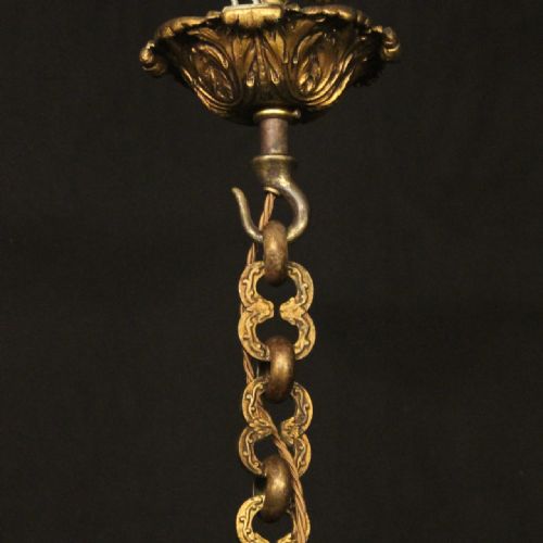 QUALITY FRENCH 19TH C GILDED BRONZE 6 LIGHT ANTIQUE CHANDELIER - ADDITIONAL PHOTO 9