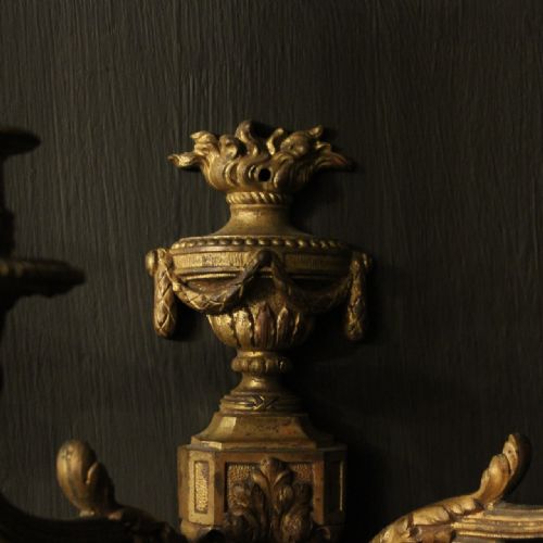 FRENCH PAIR OF BRONZE ANTIQUE WALL SCONCES - ADDITIONAL PHOTO 2