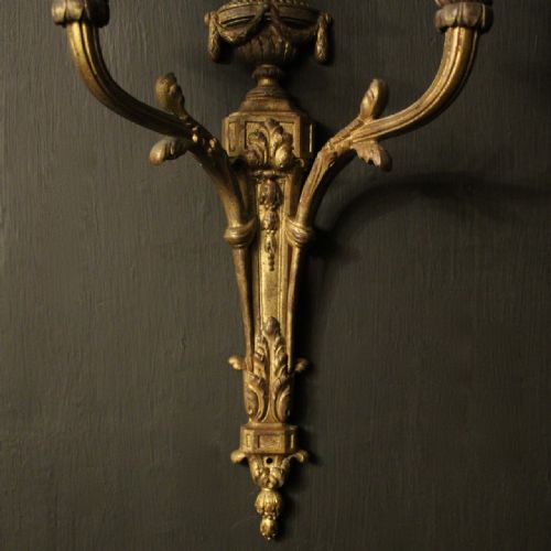 FRENCH PAIR OF BRONZE ANTIQUE WALL SCONCES - ADDITIONAL PHOTO 6