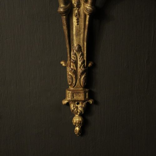 FRENCH PAIR OF BRONZE ANTIQUE WALL SCONCES - ADDITIONAL PHOTO 7