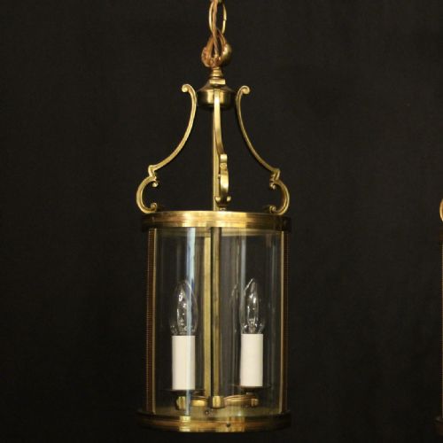 FRENCH PAIR OF GILDED ANTIQUE CONVEX HALL LANTERNS - ADDITIONAL PHOTO 1