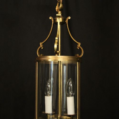 FRENCH PAIR OF GILDED ANTIQUE CONVEX HALL LANTERNS - ADDITIONAL PHOTO 3